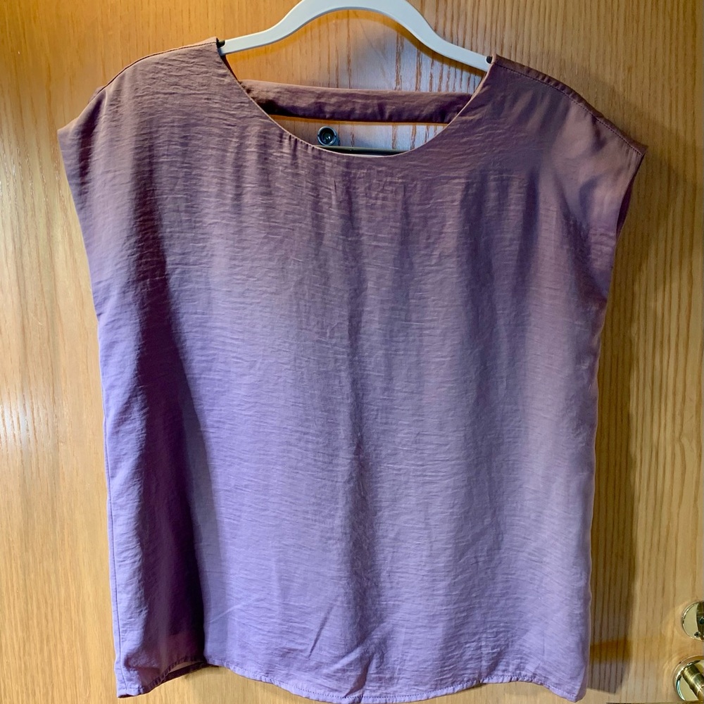 Forever 21 Cap-Sleeve Purple Blouse With Triangle Cut-Out on Back Neckline- S